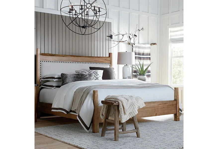 Bench Made Maple Upholstered King Panel Bed by Bassett at Esprit Decor Home Furnishings